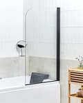 Miniatyrbild 2 av 6: Badkars- och Duschvägg Svart Transparent Härdat Glas med Aluminium 140 x 80 cm Justerbar Minimalistisk Badrum