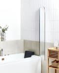 Miniatyrbild 4 av 6: Badkars- och Duschvägg Silver Transparent Härdat Glas med Aluminium 140 x 70 cm Justerbar Minimalistisk Badrum
