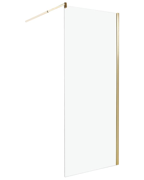 Duschvägg Guld Ram Härdat Glas Utan Dörr Avskärmning 80 x 190 cm Badrum