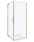 Miniatyrbild 1 av 8: Duschvägg Guld Härdat Glas Aluminiumram Enkeldörr Fyrkantig 70 x 70 x 185 cm Modern design