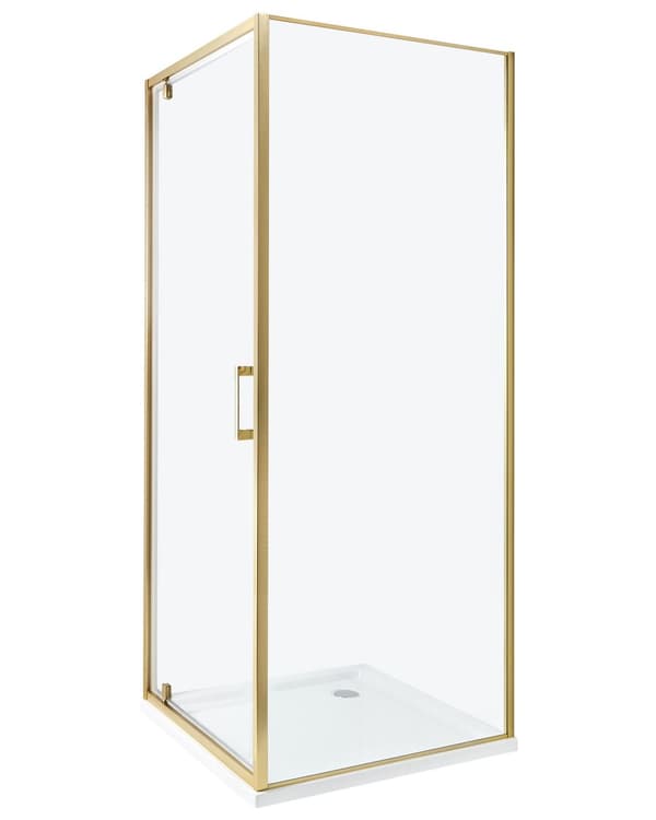 Duschvägg Guld Härdat Glas Aluminiumram Enkeldörr Fyrkantig 70 x 70 x 185 cm Modern design