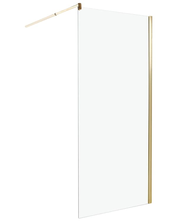 Duschvägg Guld Ram Härdat Glas Utan Dörr Avskärmning 90 x 190 cm Badrum