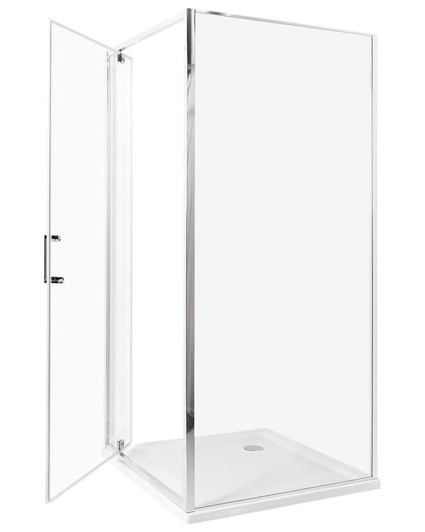 Duschvägg Silver Härdat Glas Aluminiumram Enkeldörr Fyrkantig 90 x 90 x 185 cm Modern design