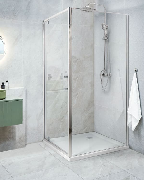 Duschvägg Silver Härdat Glas Aluminiumram Enkeldörr Fyrkantig 90 x 90 x 185 cm Modern design