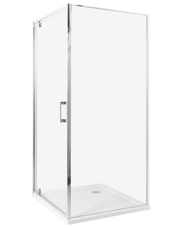 Duschvägg Silver Härdat Glas Aluminiumram Enkeldörr Fyrkantig 90 x 90 x 185 cm Modern design