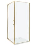 Miniatyrbild 1 av 8: Duschvägg Guld Härdat Glas Aluminiumram Enkeldörr Fyrkantig 80 x 80 x 185 cm Modern design