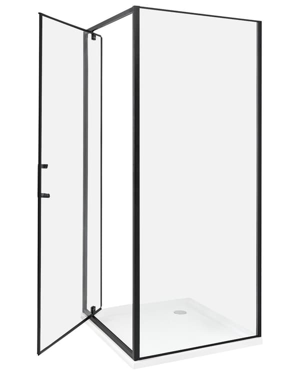 Duschvägg Svart Härdat Glas Aluminiumram Enkeldörr Fyrkantig 80 x 80 x 185 cm Modern design