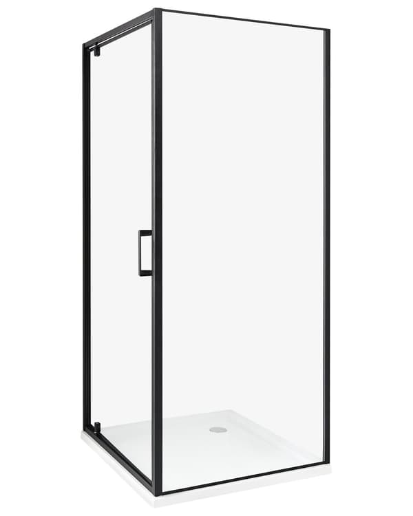 Duschvägg Svart Härdat Glas Aluminiumram Enkeldörr Fyrkantig 80 x 80 x 185 cm Modern design