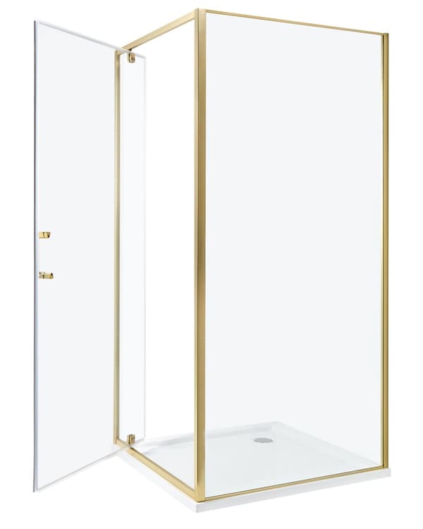 Duschvägg Guld Härdat Glas Aluminiumram Enkeldörr Fyrkantig 90 x 90 x 185 cm Modern design