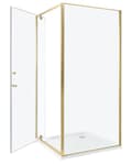 Miniatyrbild 4 av 8: Duschvägg Guld Härdat Glas Aluminiumram Enkeldörr Fyrkantig 90 x 90 x 185 cm Modern design