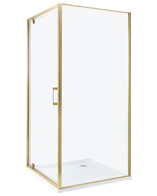 Duschvägg Guld Härdat Glas Aluminiumram Enkeldörr Fyrkantig 90 x 90 x 185 cm Modern design