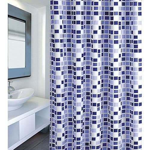 Duschdraperi - MSV - Mosaiko Blå - 180x200cm - Polyester - Badrumstillbehör