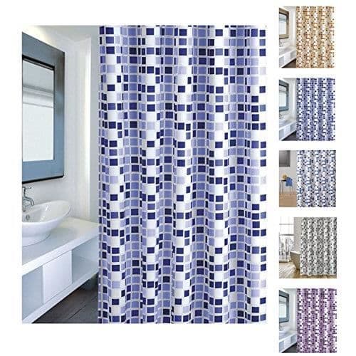 Duschdraperi - MSV - Mosaiko Blå - 180x200cm - Polyester - Badrumstillbehör
