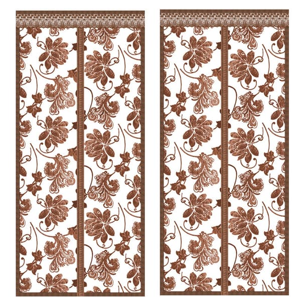INF Broderet pæon kaffe magnetisk skærmdørsgardin 70x200cm