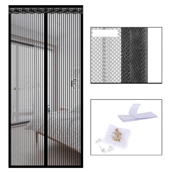 INF Magnetiskt myggnät för dörr, randig polyester, 85 cm x 200 cm