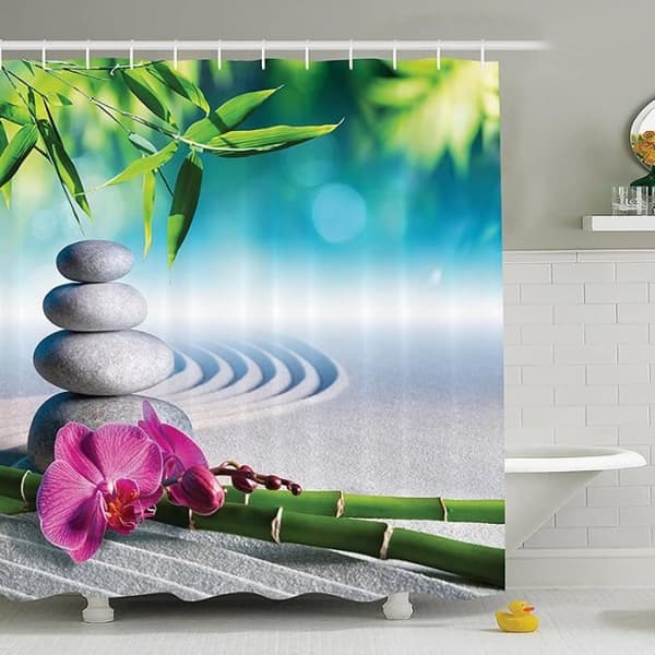 Duschdraperi - Bambu - 180 x 180 cm - Vattentät - Polyester - 3D-effekt