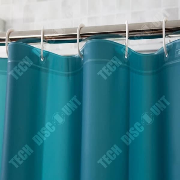 TD® Duschdraperi i polyester med krokar/ Badrumsgardin/ Vattentät Gardin Blå/ 200 x 180 cm