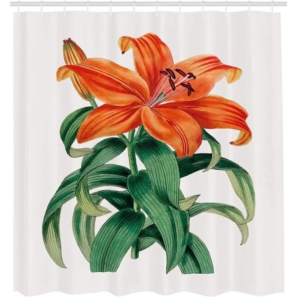 Orange sommardusch, Art Lily Thunberg, tygset för badrumsinredning med kokosnötskrokar 180x180cm[3465]