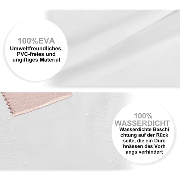 Helfarvet badeforhæng/vandtæt badeforhæng til badeværelse 180x180 cm - vandtæt, meldugbestandig PEVA med 12 kroge