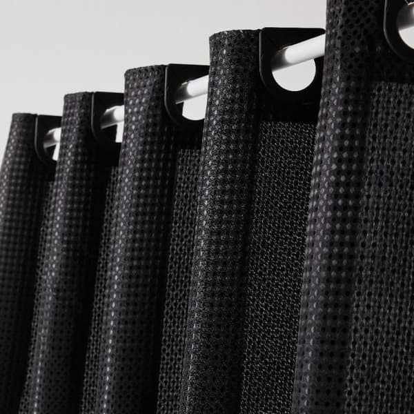 Vattentät duschdraperi med våffelmönster - Svart - Polyester - 180 x 200 cm - 12 krokar - UTILITY - TODAY