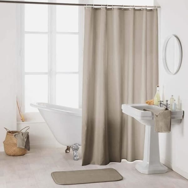 Duschdraperi - DOUCEUR D'INTERIEUR - Taupe - L 200 x l 180 cm - Polyester - Krokar ingår