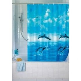 WENKO Duschdraperi Original Dolphin, duschdraperi 180x200 cm, vattenavvisande, PEVA, Blå