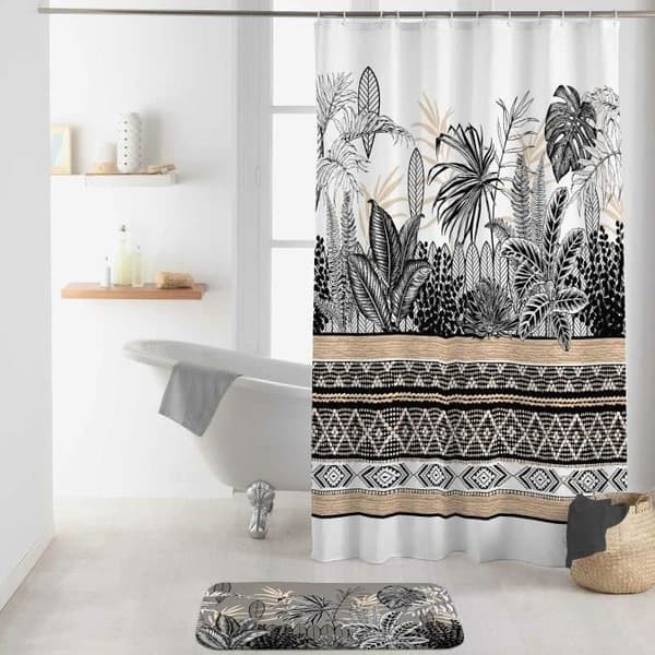 Adunivers - DUSCHDRAPIER MED HAKAR 180 x 200 CM POLYESTERTRYCKT TIKAL DES. PLATS-100% POLYESTER- GARDIN