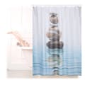 Miniatyrbild 1 av 6: Relaxdays Duschdraperi 180 x 180 cm badrumsmotiv Stenar Zen mögelresistent, blå