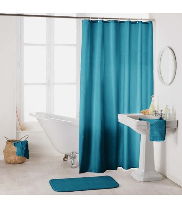Duschdraperi - DOUCEUR D'INTERIEUR - Bensinblå - L 200 x l 180 cm - Polyester - Krokar ingår