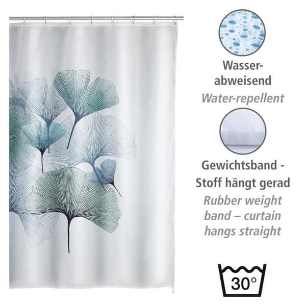 Duschdraperi - WENKO - Ginkgo - 180x200 cm - Polyester - Anti-mögel