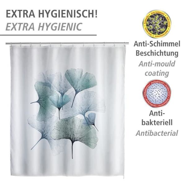 Duschdraperi - WENKO - Ginkgo - 180x200 cm - Polyester - Anti-mögel