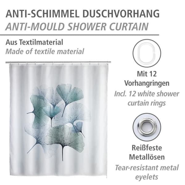 Duschdraperi - WENKO - Ginkgo - 180x200 cm - Polyester - Anti-mögel