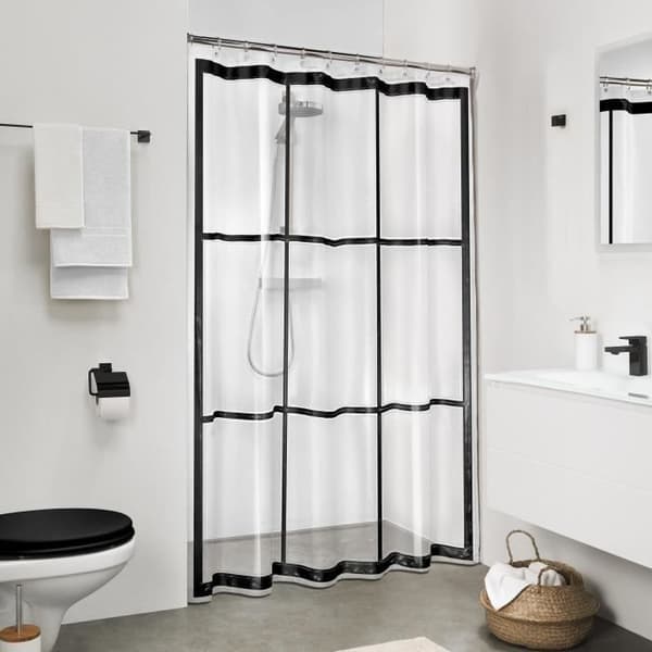 Brix duschdraperi 180x200 cm i Transparent och Black PEVA (eco-responsible) från SealSkin