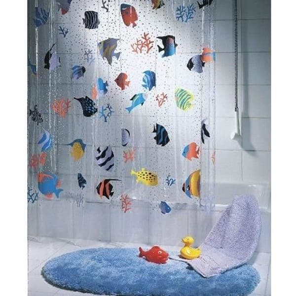 Duschdraperi - Spirella - FISK - 180x200cm - Flerfärgad - 100 % återvinningsbar vinyl