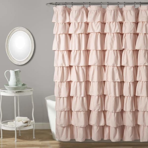 Lush Decor Duschdraperi - 16T003940 - Rufsig Duschdraperi med Blush-mönster 72 x 72 cm