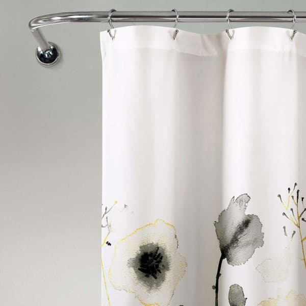 Frodig dekor - 16T004134 - Zuri Flora duschdraperi i gult och grått akvarell blommigt tyg 72 x 72 tum