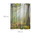 Miniatyrbild 4 av 6: Relaxdays Duschdraperi 180 x 180 cm badrum naturmotiv trä träd mögelresistent, grön