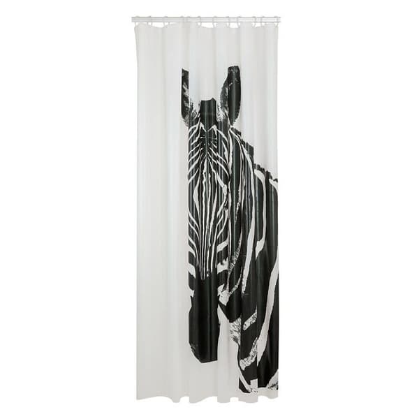 Duschdraperi av sälskinn - 800150 - Zebra Duschdraperi 180x200 cm PEVA Svart / Vit