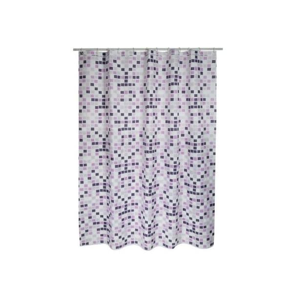 Duschdraperi Polyester MOSAIKO 180x200cm KVALITET PREMIUM Lila - Ringar ingår MSV