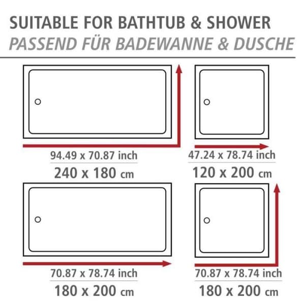 Duschdraperi Live - Wenko - Vit/Svart - b 180 x h 200 cm