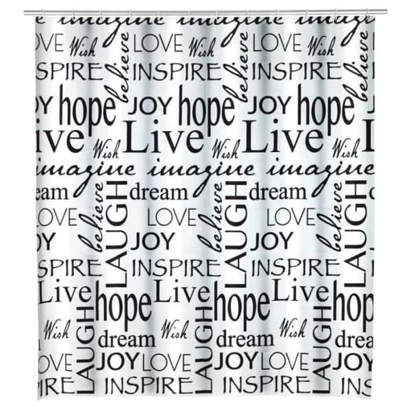 Duschdraperi Live - Wenko - Vit/Svart - b 180 x h 200 cm