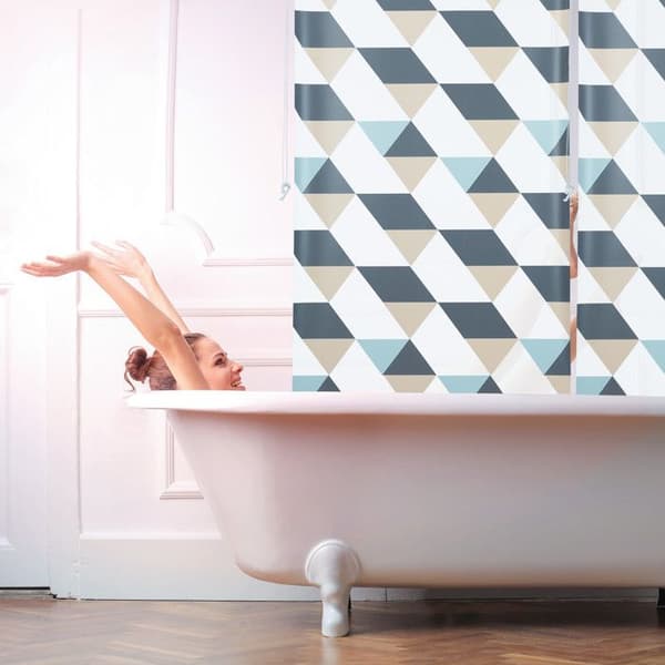 Relaxdays Badkar, 80 x 240 cm, duschdraperi med kedja, flexibel montering, badrum, färgglad