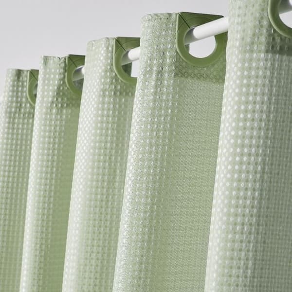 Duschdraperi i våffelmönster - Grön - Polyester - 180 x 200 cm - 12 krokar - UTILITY - TODAY