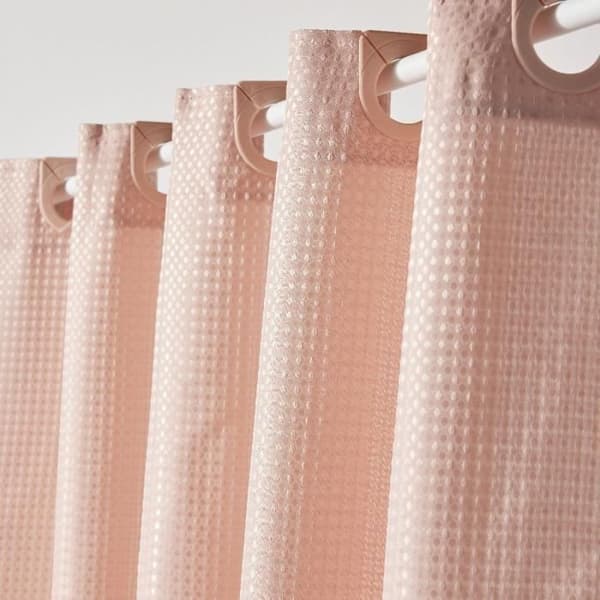 Duschdraperi i våffelmönster - Rosa - Polyester - 180 x 200 cm - 12 krokar - UTILITY - TODAY