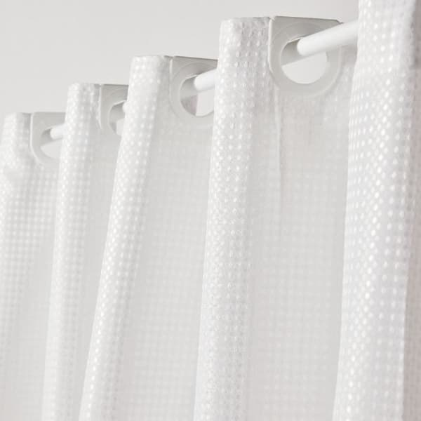 Duschdraperi i våffelmönster - Vit - Polyester - 180 x 200 cm - 12 krokar - UTILITY - TODAY