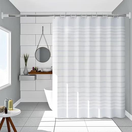 Lollanda Raidallinen Suihkuverho PEVA, Suihkuverho metallisilla läpiviennöillä – Vedenpitävä, Homeenkestävä, Konepestävä – 150/180/200x180 cm