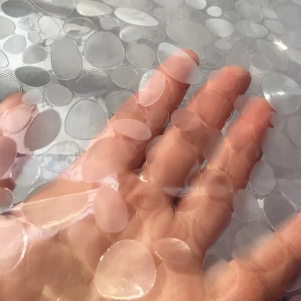 Lollanda Duschdraperifoder, Duschdraperi med småstensmönster Transparent, Duschdraperi för Badrum –1.5/1.8/2×1.8m, Vattentätt, Luktfritt