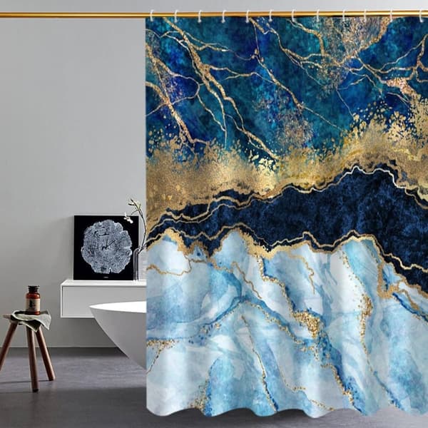 Lollanda Vattentätt Duschdraperi med Marmormönster – Fuktresistent och Tvättbart, 180×180 cm
