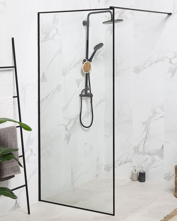 Suihkuseinä musta 90 x 190 x 90 cm karkaistu lasi alumiini rosteri moderni