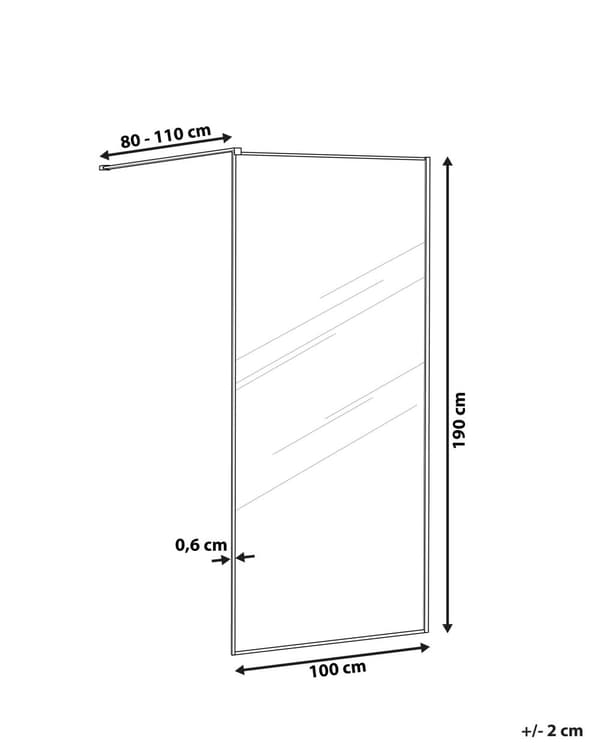 Bruseafskærmning Sort aluminium og stål med hærdet glas 100 x 190 cm Ramme gennemsigtig Vådrum Badeværelse brusevæg vendbar